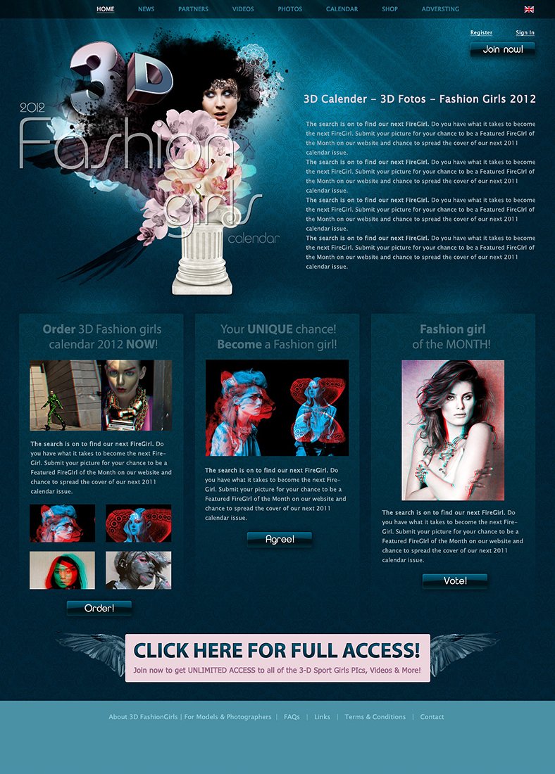 Webdesign für "3D Fashion"