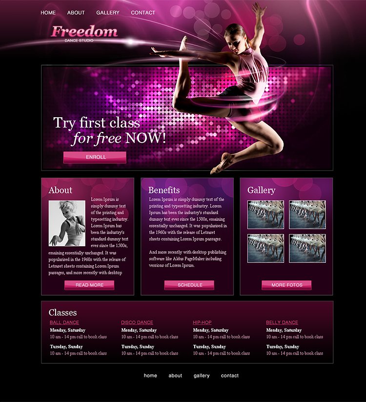 Webdesign für "Dance Studio"