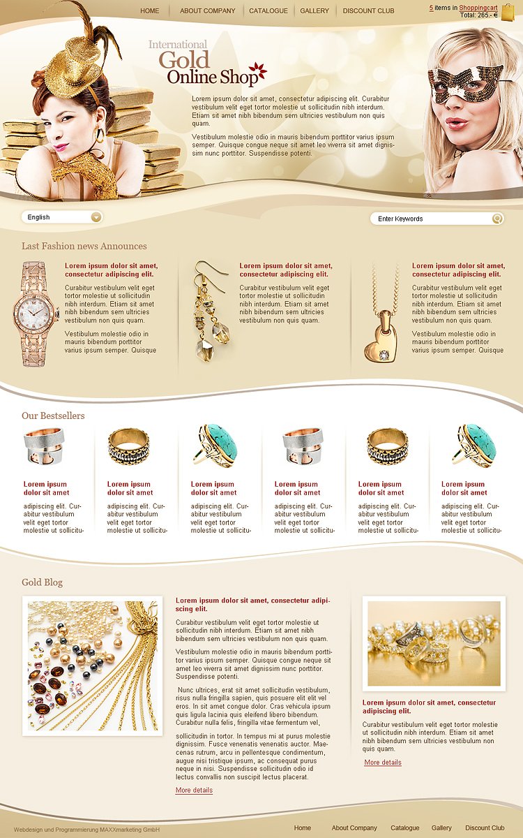Webdesign für "Gold online shop"