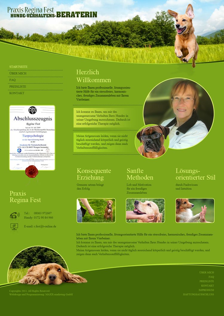 Webdesign für "Hunde-Psychologin Praxis"