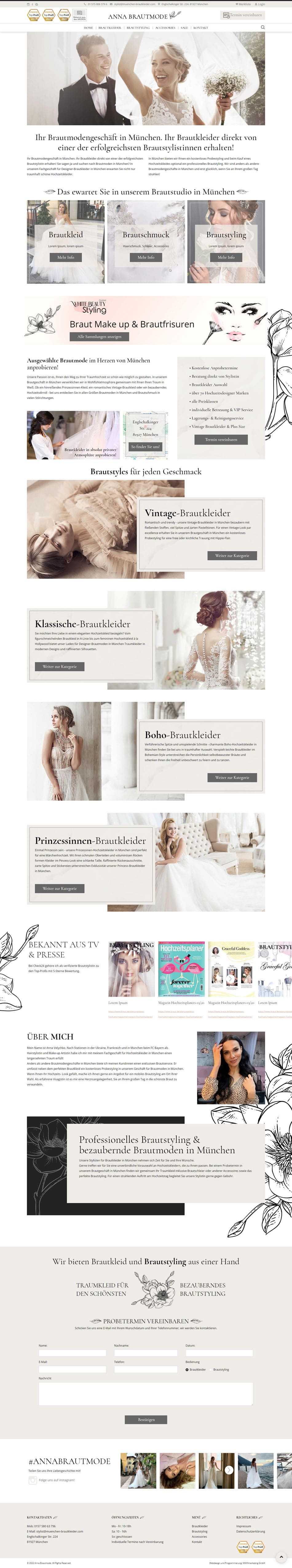 Webdesign für "Anna Brautmode"
