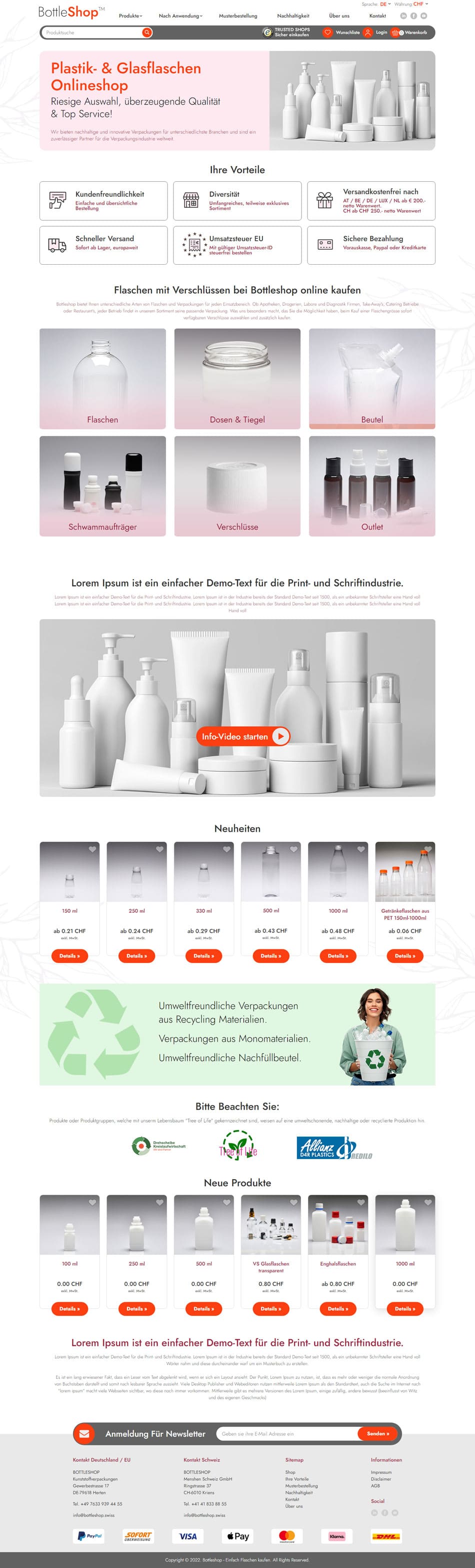 Webdesign für "Bottleshop.swiss"