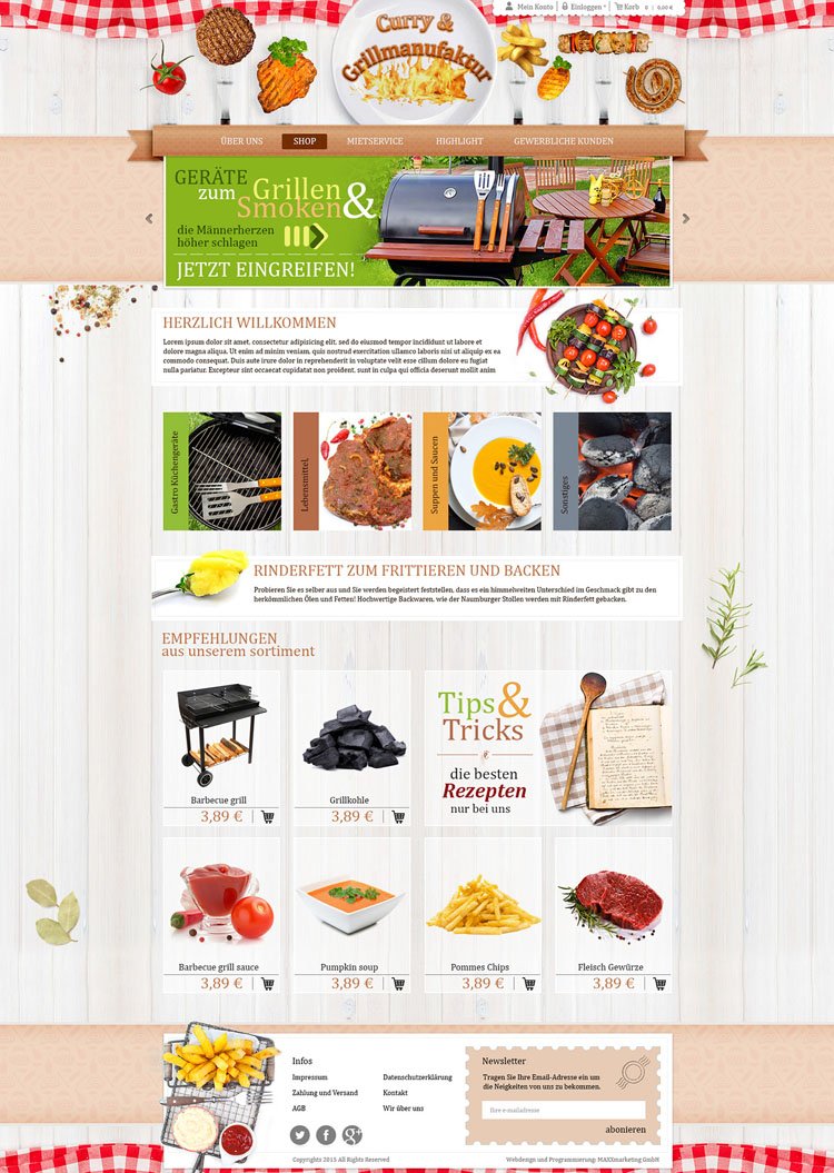 Webdesign für "Curry und Grillmanufaktur"