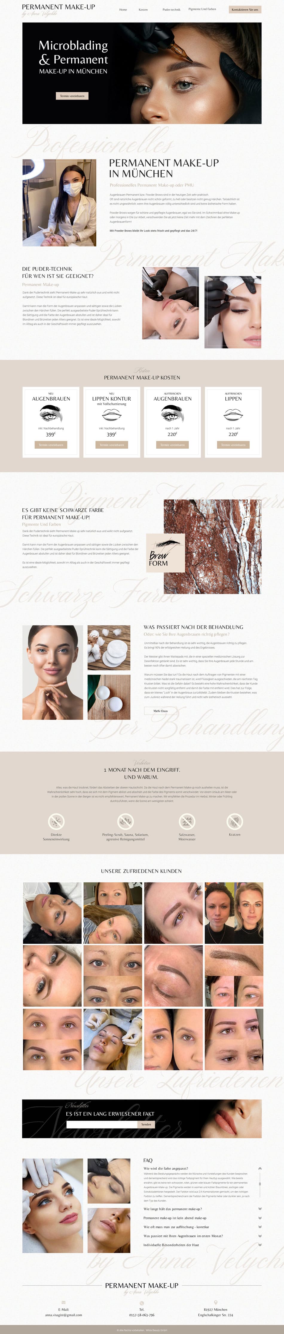 Webdesign für "Permanent make-up"